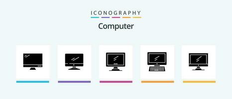 Computer Glyph 5 Icon Pack Including .. Creative Icons Design vector