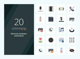 20 Devices Flat Color icon for presentation vector