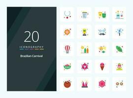 20 icono de color plano del carnaval brasileño para la presentación vector