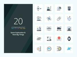 20 Space Exploration And Next Big Things Flat Color icon for presentation vector