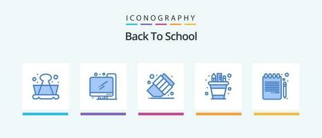 Back To School Blue 5 Icon Pack Including education. back to school. education. pot. pencil. Creative Icons Design vector
