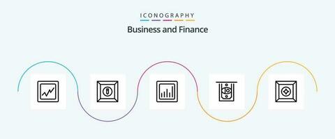 Finanzas línea 5 5 icono paquete incluso . Cajero automático. favorito vector