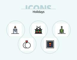 Holidays Line Filled Icon Pack 5 Icon Design. party. glass. candle. drink. target vector