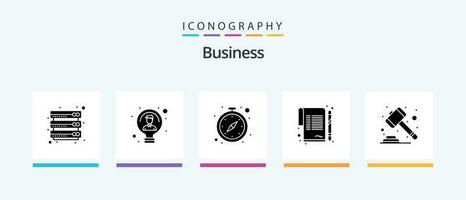 Business Glyph 5 Icon Pack Including auction. sign. user. paper. watch. Creative Icons Design vector