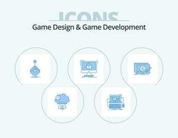 Game Design And Game Development Blue Icon Pack 5 Icon Design. dimensional. 3d. store. stick. gaming vector