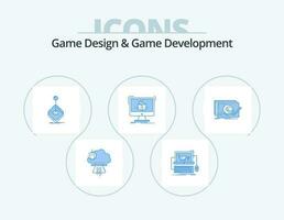 Game Design And Game Development Blue Icon Pack 5 Icon Design. dimensional. 3d. store. stick. gaming vector