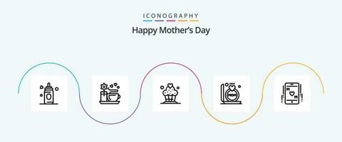 Happy Mothers Day Line 5 Icon Pack Including . mom . gift . vector