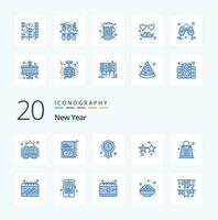 20 New Year Blue Color icon Pack like gift stars midnight party firecracker vector