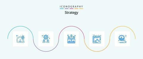 estrategia azul 5 5 icono paquete incluso plan. estrategia. negocio. planificación. vector