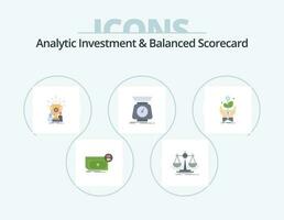 Analytic Investment And Balanced Scorecard Flat Icon Pack 5 Icon Design. scale. implementation. law. trophy. cup vector