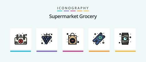 Grocery Line Filled 5 Icon Pack Including . farm. vegetable. cooking. animal. Creative Icons Design vector