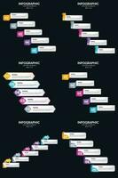 plantilla de diapositiva de presentación del paquete de infografías vectoriales 6 diagramas de ciclo de 5 pasos y líneas de tiempo vector