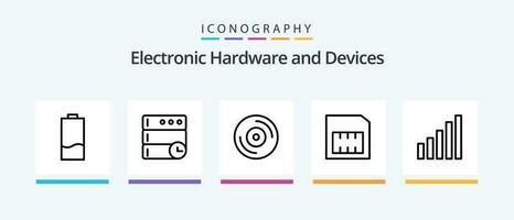 Devices Line 5 Icon Pack Including communication. time. audio. server. sound. Creative Icons Design vector