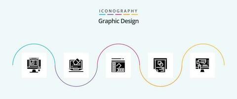 Graphic Design Glyph 5 Icon Pack Including layout . tool . writer. notebook vector