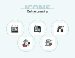 Online Learning Line Filled Icon Pack 5 Icon Design. info. badge. book. study. diamond vector