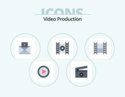 vídeo producción plano icono paquete 5 5 icono diseño. . multimedia. mensaje. película. película vector