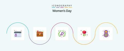 Womens Day Flat 5 Icon Pack Including gift. day. love. tulip. flower vector