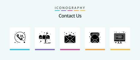 Contact Us Glyph 5 Icon Pack Including question. computer. email. call. email. Creative Icons Design vector