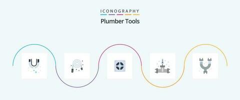 Plumber Flat 5 Icon Pack Including pipes. temperature. extractor. plumbing. pipe vector