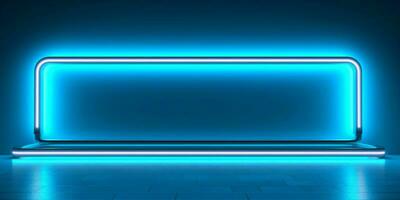 Blue neon light blurred background, AI Generated photo