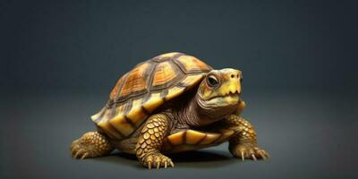 pequeño Tortuga arcilla dibujos animados animación, ai generado foto