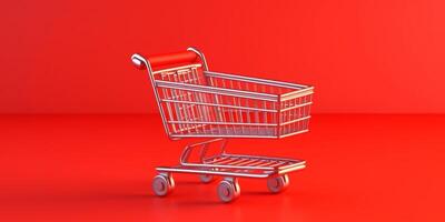 Trolley shopping basket cartoon animation, AI Generated photo