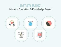 Modern Education And Knowledge Power Flat Icon Pack 5 Icon Design. math formula. math . language. pencil. world vector