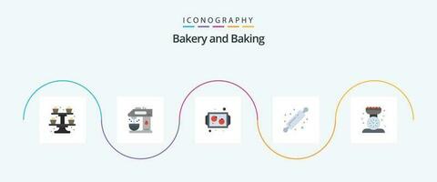 Baking Flat 5 Icon Pack Including cooking. bread rolling pin. baking. bread roller. bakery vector