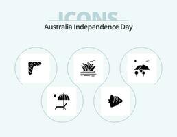 Australia Independence Day Glyph Icon Pack 5 Icon Design. culture. weapon. schooling. travel. boomerang vector
