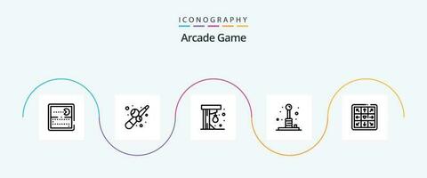 Arcade Line 5 Icon Pack Including dancing. play. punching ball. games. arcade vector