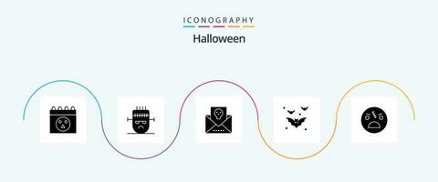 Halloween Glyph 5 Icon Pack Including halloween. night. envelope. halloween. bat vector