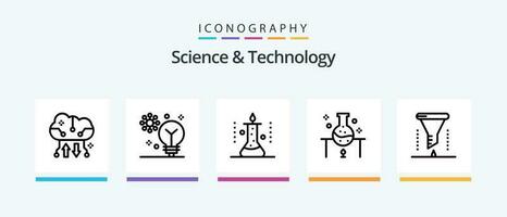 Ciencias y tecnología línea 5 5 icono paquete incluso eco pruebas. biología. aprendiendo. Internet nube. nube servicio. creativo íconos diseño vector