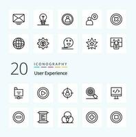 20 User Experience Line icon Pack like gear  research   target vector