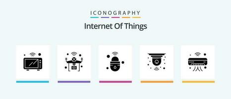 Internet Of Things Glyph 5 Icon Pack Including closed. cctv. things. wifi. lock. Creative Icons Design vector