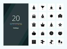 20 Holidays Solid Glyph icon for presentation vector