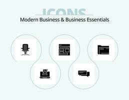 Modern Business And Business Essentials Glyph Icon Pack 5 Icon Design. chair. arm. bubble. armchair. social vector