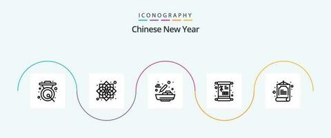 Chinese New Year Line 5 Icon Pack Including china. new year. new year. luck. soup vector