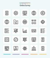 Creative Online Survey 25 OutLine icon pack  Such As www. online . tick. business . online vector