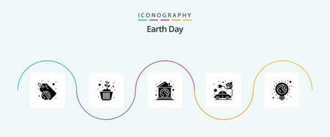 Earth Day Glyph 5 Icon Pack Including green. plug. soil. electric. earth green vector