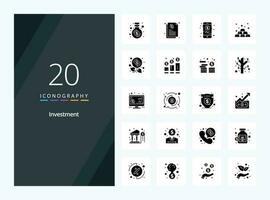 20 Investment Solid Glyph icon for presentation vector