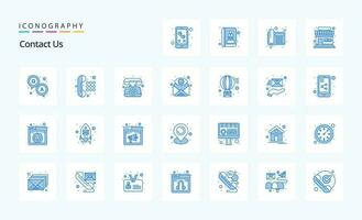 25 Contact Us Blue icon pack vector