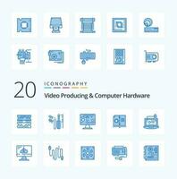 20 Video Producing And Computer Hardware Blue Color icon Pack like computer instruction computer hardware book vector