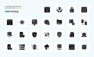 25 Web Hosting Solid Glyph icon pack vector