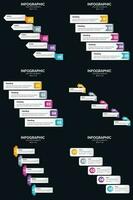 plantilla de diapositiva de presentación del paquete de infografías vectoriales 6 diagramas de ciclo de 5 pasos y líneas de tiempo vector