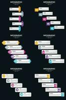 Vector 6 Infographics Pack Presentation slide template 5 Steps cycle diagrams and timelines