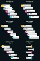 Vector 6 Infographics Pack Presentation slide template 5 Steps cycle diagrams and timelines