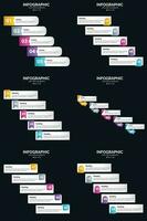 Vector 6 Infographics Pack Presentation slide template 5 Steps cycle diagrams and timelines