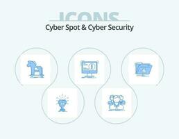 Cyber Spot And Cyber Security Blue Icon Pack 5 Icon Design. attack. alert. team. virus. internet vector