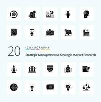 20 Strategic Management And Strategic Market Research Solid Glyph icon Pack like loan dollar technology money business vector