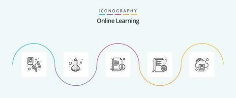 Online Learning Line 5 Icon Pack Including cloud. editing. rocket. edit. literature vector